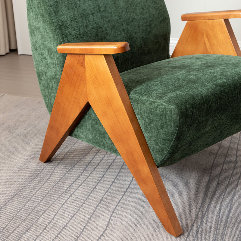 Fauteuil en bois massif de chenille l 27,5 po Kyajah , Vert