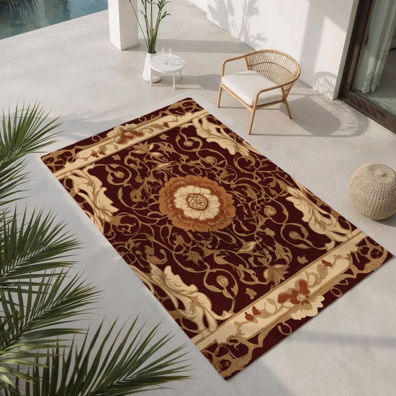 Tapis intérieur et extérieur Opulent Scroll, Rectangulaire 3 pi x 5 pi