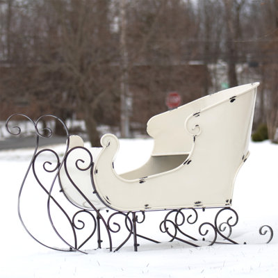 Large Metal Holiday Christmas Sleigh Decoration 3FT Long