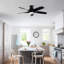 Ventilateur de plafond de 56 pouces à 5 pales en ABS avec ensemble de 3 lumières DEL de couleur, DC 6 vitesses, ventilateur de plafond à télécommande pour patio, salon, chambre à coucher, bureau, intérieur (noir mat)