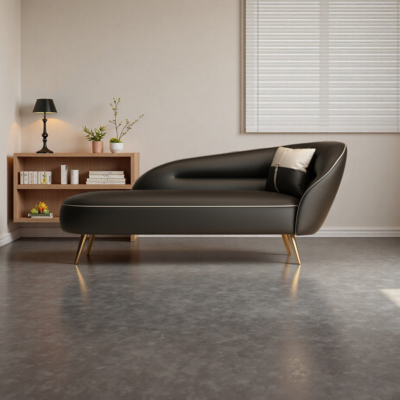 Chaise longue en similicuir Modern Simplicity, Right Hand Facing, Black