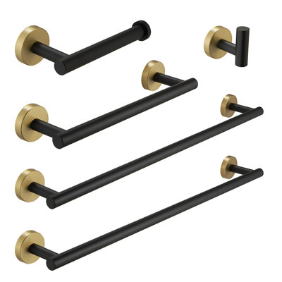 5-Pieces Brushed Nickel Gold Bathroom Accessories Set, Stainless Steel Bathroom Hardware Set, Bath Towel Bar Set, Towel Racks For Bathroom Wall Mounted.