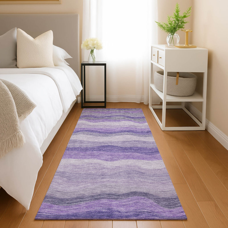 Machine Washable Indoor/Outdoor Lanphear ACN2397 Stripes Rug, Runner 2'3" x 7'6"
