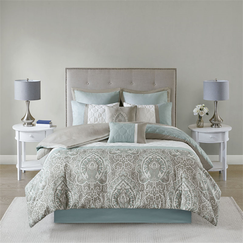 Ensemble luxueux d'édredon 8 pièces pour une chambre à coucher confortable et élégante., Turquoise