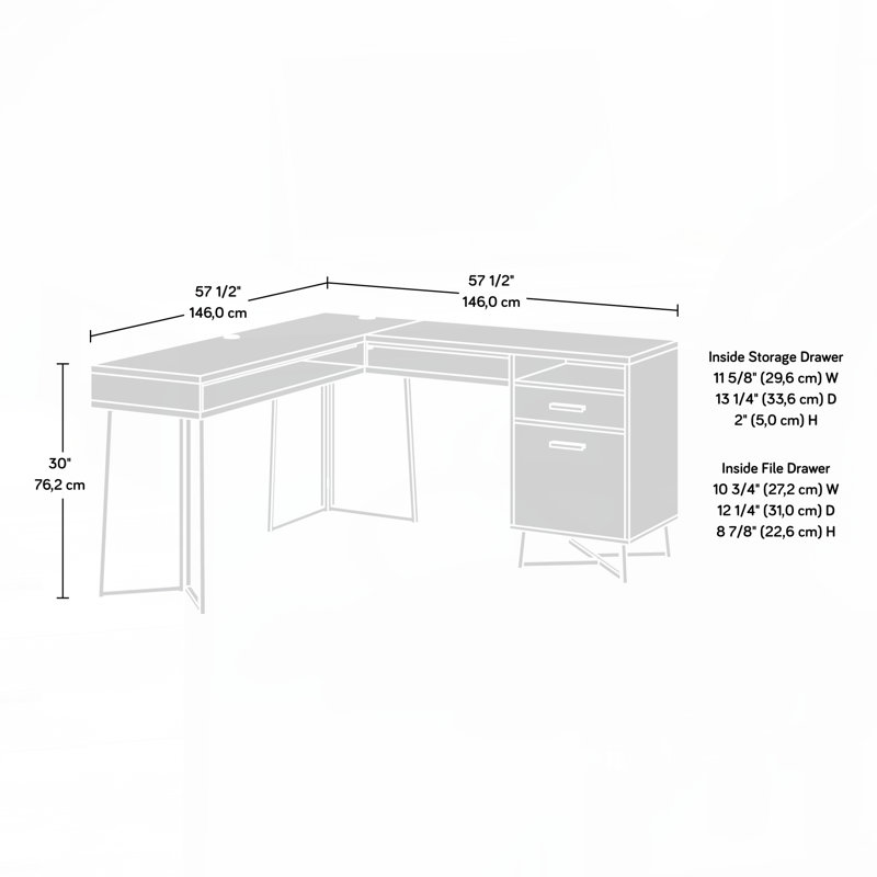 Bureau en L, finition noyer foncé