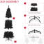 Arbre de Noël artificiel 6 pi - mince, noir, 618 pointes, réaliste, ignifuge, processus de construction rapide noir avec aspect de branche réaliste, méthode de fabrication