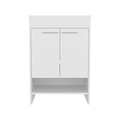 Lorenzo Floor Vanity With Four Drawers And Two Open Shelves, White
