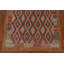 Tapis orange / rouille géométrique en laine tissé à plat à la main et rectangulaire 6 pi 7 po x 9 pi 7 po