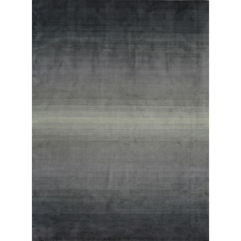 Modern Talia Gray Handmade Wool Area Rug, Rectangle 5' x 8'