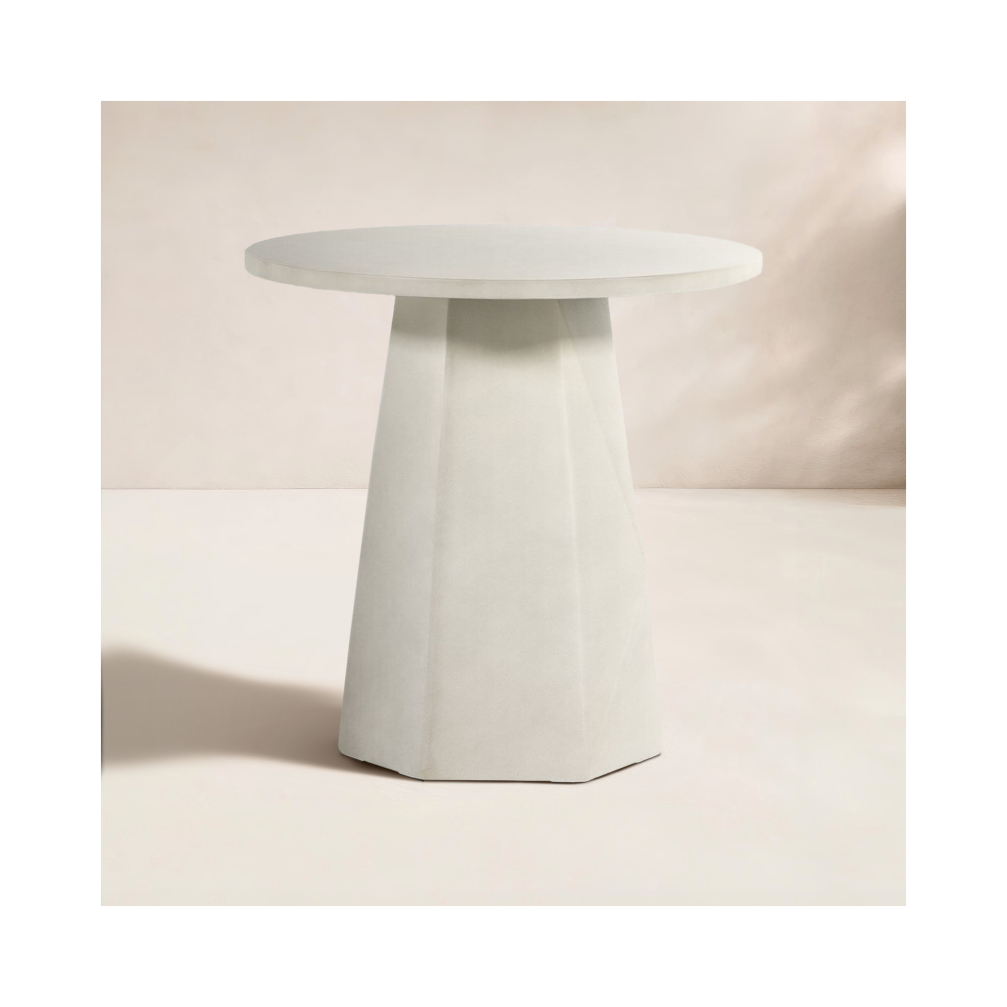 22'' Concrete Outdoor Side Table, White