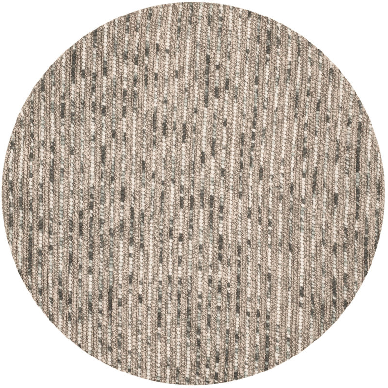 Ferrera Abstract Hand-Knotted Blue/Brown Area Rug, Round 4'