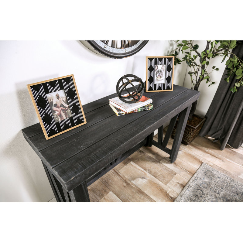 Shwana 48'' Solid Wood Console Table, Rustic Black, Rustic Black
