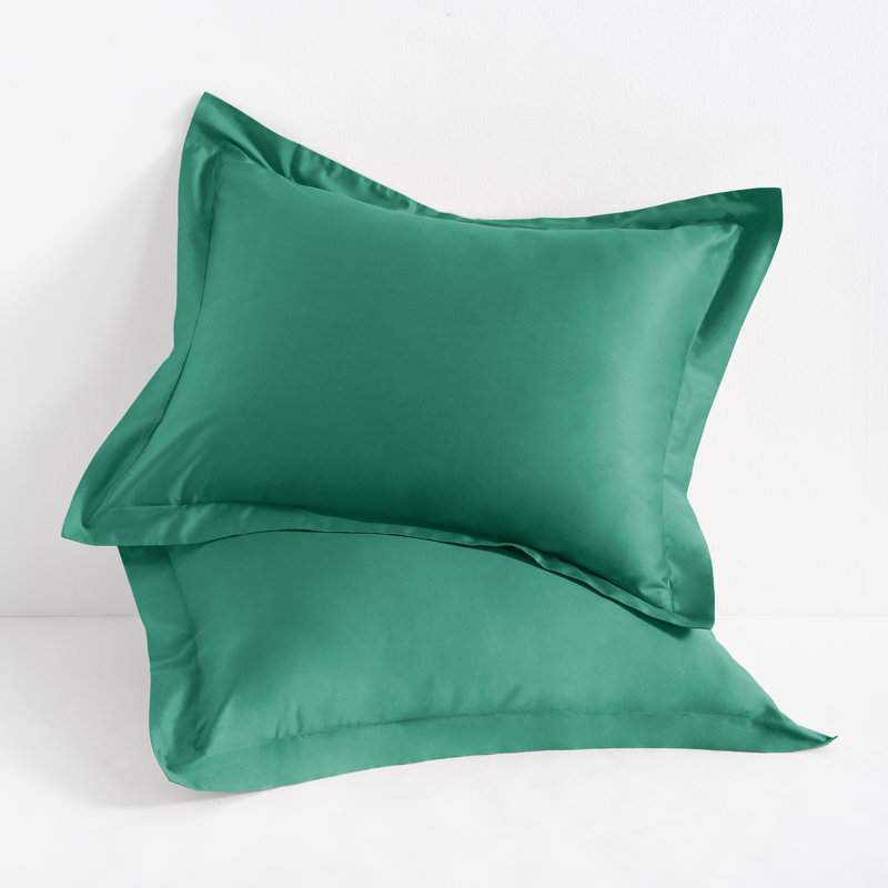 Egyptian-Quality Cotton Sham Covers, 500 Thread Count Cotton Sateen Square Pillow Covers - NTBAY, Queen, Dark Green