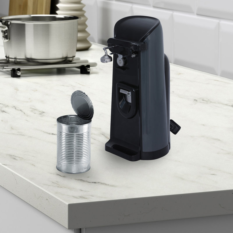 White and Gray Tall Electric Can Opener with Bottle Opener