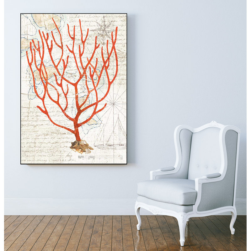 «Textured Coral I» par Avery Tillmon, reproduction d'art graphique encadrée sur papier flottant, H 14 po x l 11 po x P 2 po