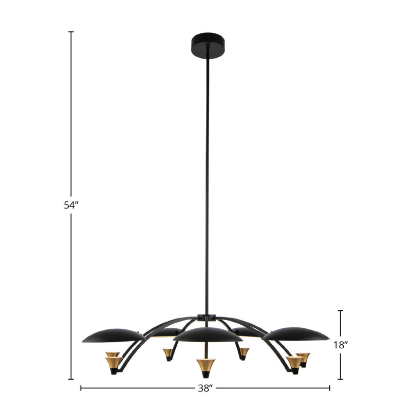 Redding 5 LT Matte Black w/ Winter Brass Chandelier Kalco