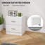 Demonica Bedside Table with 2 Drawers, Modern Nightstand for Bedroom, White