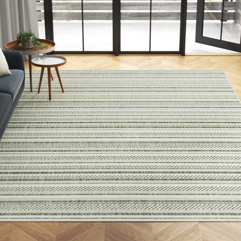 Granby Machine Woven Indoor/Outdoor Striped Area Rug, Rectangle 9' x 12'