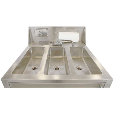 32'' L x 29.5'' W Stainless Steel Portable Handwash Station with Faucet