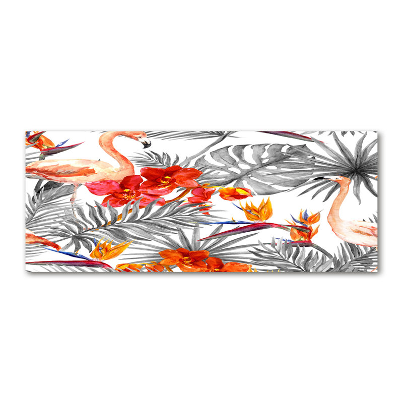 Flamingos And Flowers - No Frame Print on Canvas