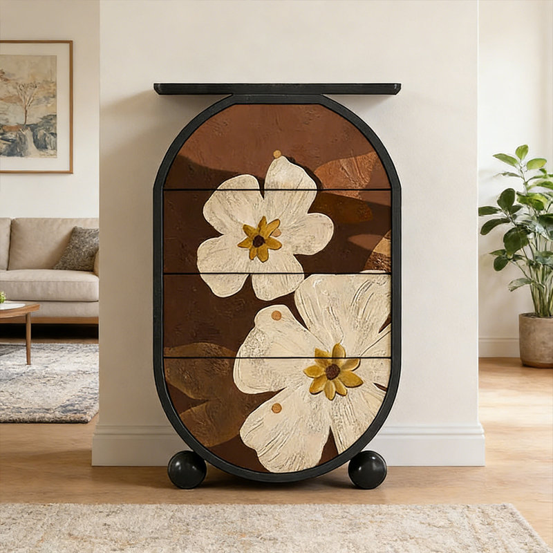 Armoire de rangement 4 tiroirs Abstract Art, Noir