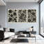 Plantes et fleurs, ensemble de 3 impressions sur toile à motif floral noir et blanc-486699026