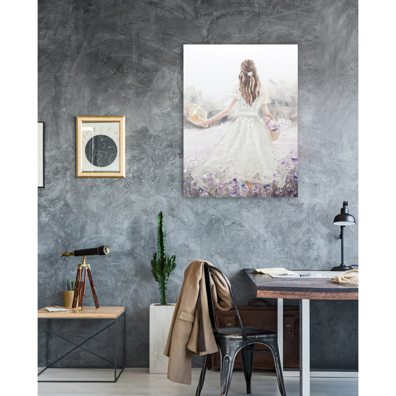 Hand -painted flower girl acrylic painting