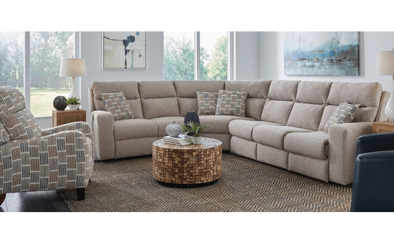 Bristol Triple Power Reclining Console Sleeper Sectional, Right Hand Facing