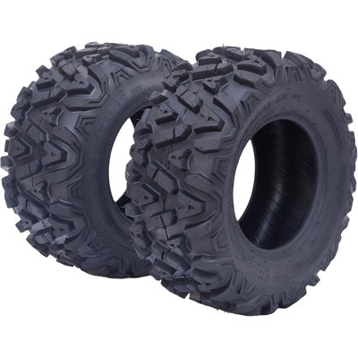 Set Of 2 26x11-14 6PR Tubeless All Terrain ATV UTV Tires, Heavy Duty Shoulder Traction Rubber Tyres For Mud Sand Trail Extreme Off Road Riding Replacement