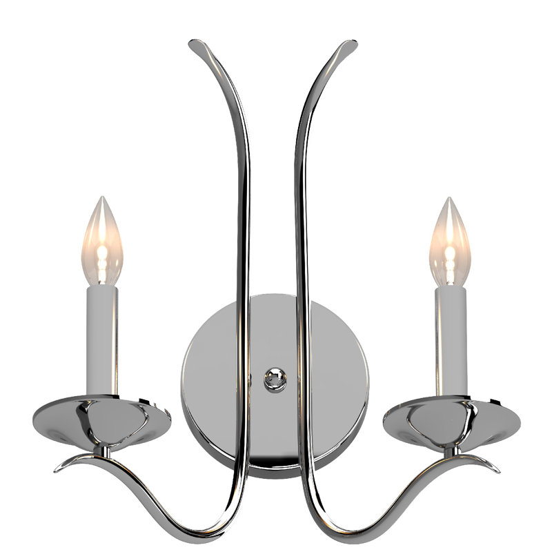 Alesia 2-Light Indoor Polished Nickel Candelabra Wall Sconce