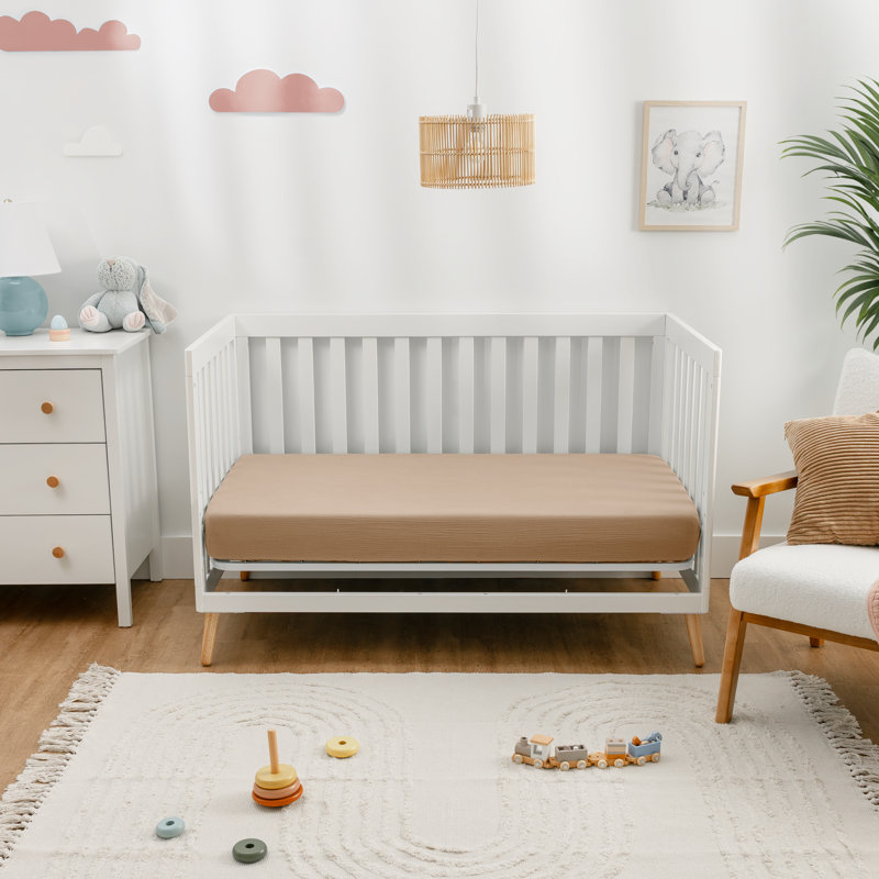 Comfy Cubs 100% Muslin Cotton Fitted Crib Sheet - Soft, Standard & Breathable Crib Sheets - Snug Fit, Secure Elastic for Boys & Girls