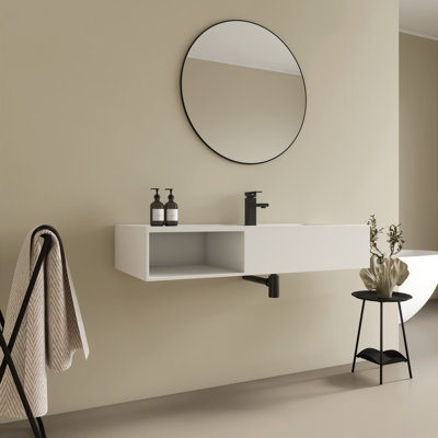 Lavabo de salle de bain mural 42 "avec trou de robinet amélioré