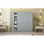 Full Size Murphy Bed Wall Bed With Shelves, Wardrobe And LED Lights,Grey-1625523004-1625523005