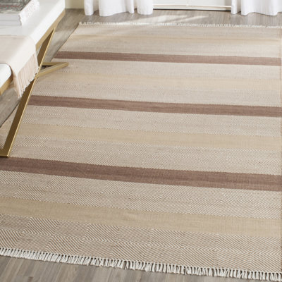 Tapis beige en laine / coton tissé à la main Grice