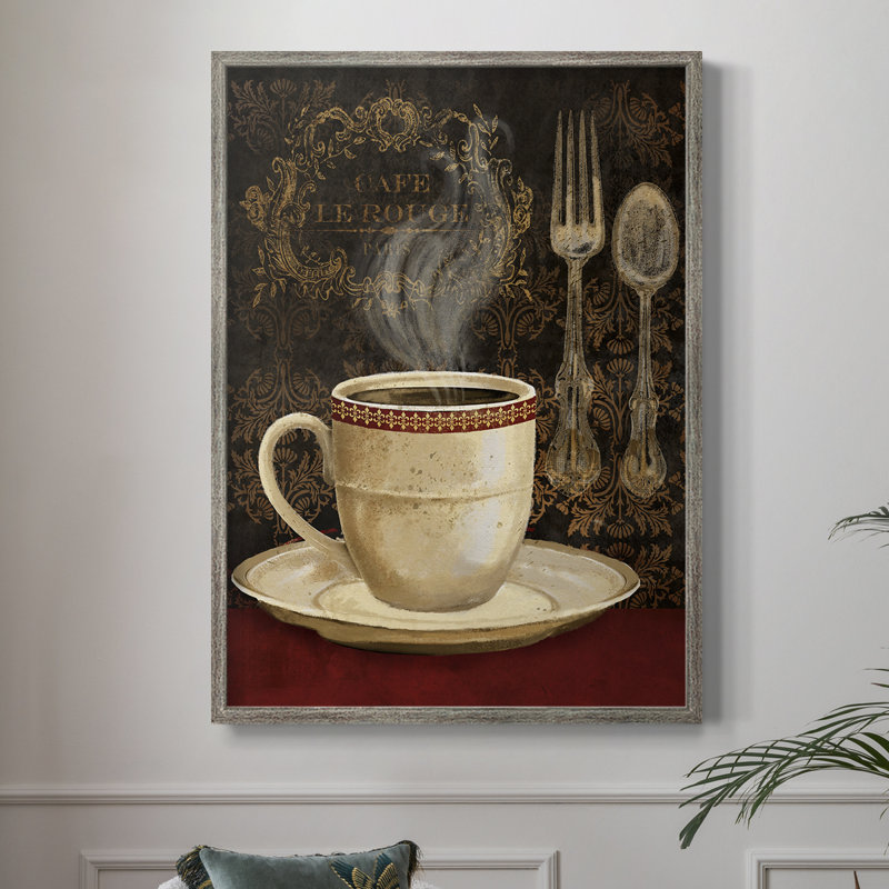 Café Le Rouge, reproduction encadrée - bois massif, H 15 po x l 12 po