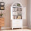 Armoire arquée en métal de 73 po de hauteur, armoires de rangement de style campagne moderne avec 2 portes et 2 tablettes réglables, garde-manger avec 2 tiroirs, armoire avec espace de rangement ouvert, bibliothèque polyvalente-416595533