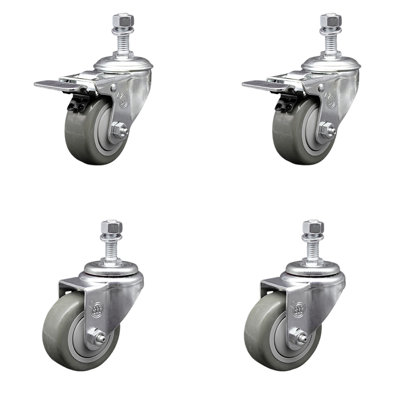 Polyurethane Wheel Swivel ½ Inch Stem Caster with Total Lock Brake