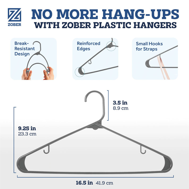 Cintre en plastique antidérapant pour accessoires, Gris, 30