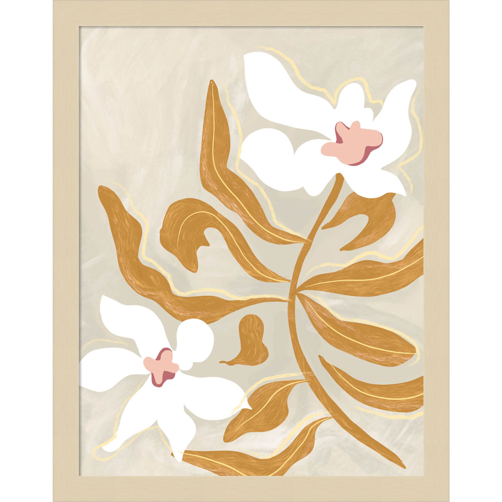 Flower Flower Flower by Arty Guava Wood Framed Wall Art Print, Brown, 17" H x 14" W