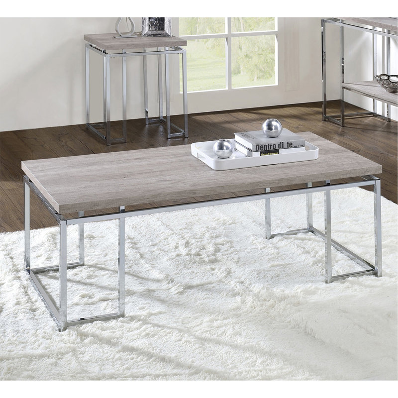 Table basse rectangulaire avec base en métal