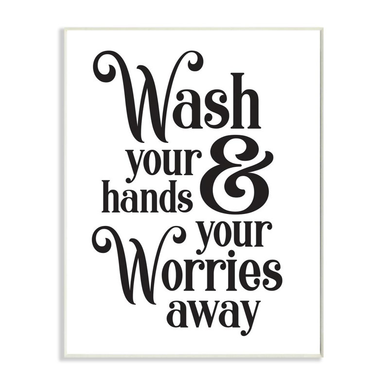 «Wash Your Hands and Worries Bathroom Room Clean» par Ziwei Li - impression d'art graphique, H 19 po x l 13 po, Plaque murale
