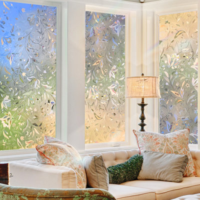 3D Etched Floral Decorative Privacy Window Decal