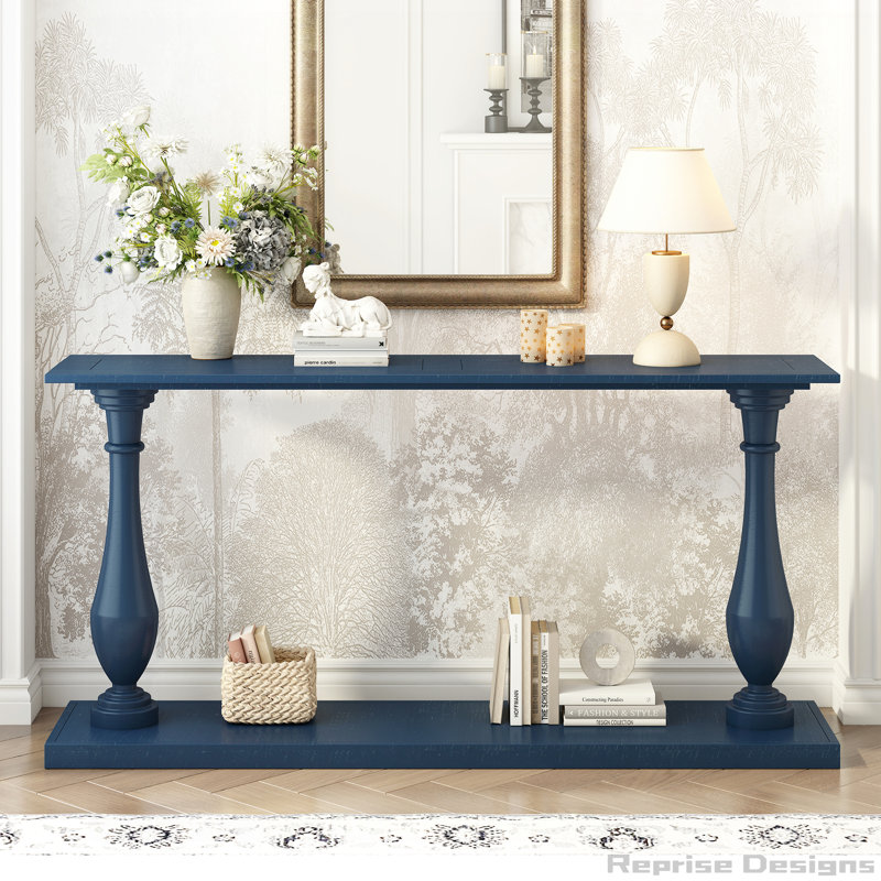 Vintage Sofa Table Console Table for Living Room, Navy Blue