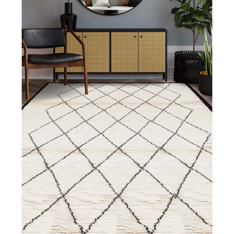 Moroccan Wool Geometric Area Rug, Rectangle 12' x 15'
