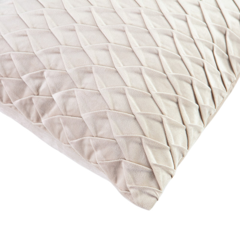 Housse de coussin décoratif en velours texturé Chanasya, Blanc cassé