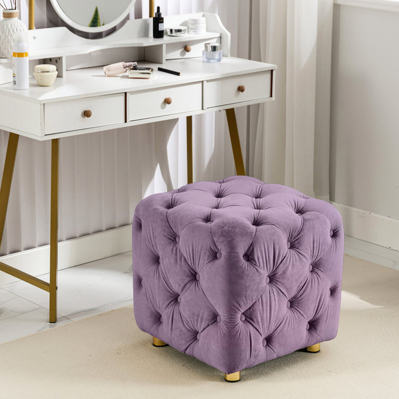 Tabouret de pieds de rangement en velours mauve - Bois, table d'appoint fonctionnelle et élégante, Purple