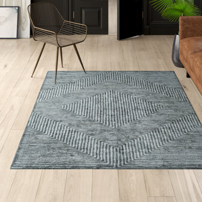 Merseles Hand Tufted Viscose Geometric Indoor Rug