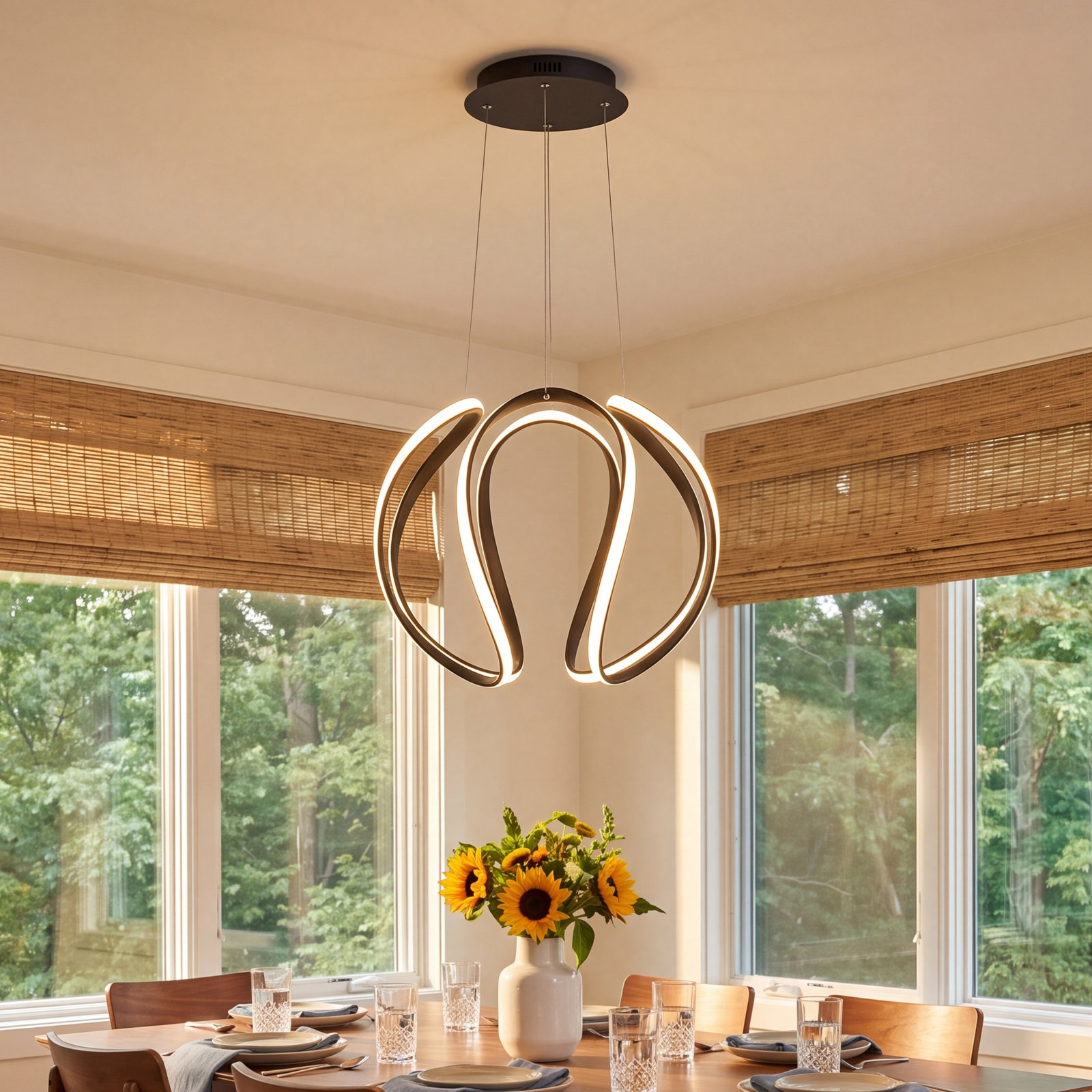 Single - Light Dimmable LED Geometric Chandelier