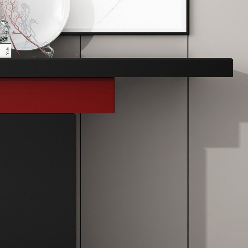 Console Modern Minimalist Art, Noir / Rouge, H 33,46 po x l 39,37 po x P 15,75 po