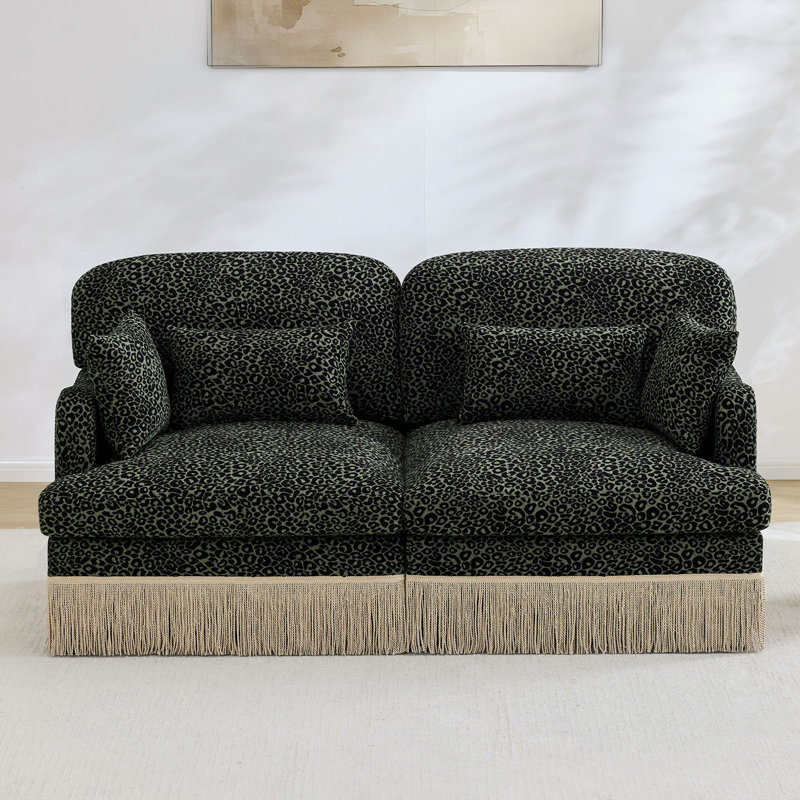 Canapé Comfy Chenille Leopard, Vert/noir
